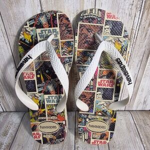 Havaianas Star Wars Comic Print Flip Flops Mens 6/7 Womens 8 Multicolor Rubber